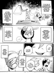 Size: 1795x2400 | Tagged: artist:kolgha, artist:koruga, bandage pony, comic, comic:comic hoof vol.2, doujin, japanese, monochrome, rainbow dash, safe, translation