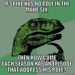 Size: 500x500 | Tagged: drama, meta, philosoraptor, safe, spike, spike drama