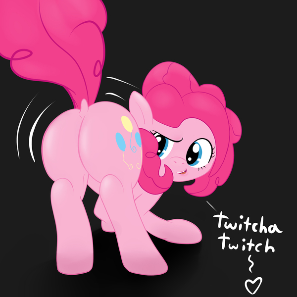 Size: 2500x2500 | Tagged: artist:garlandgala, derpibooru import, featureless crotch, female, pinkie pie, plot, solo, solo female, suggestive, twitchy tail