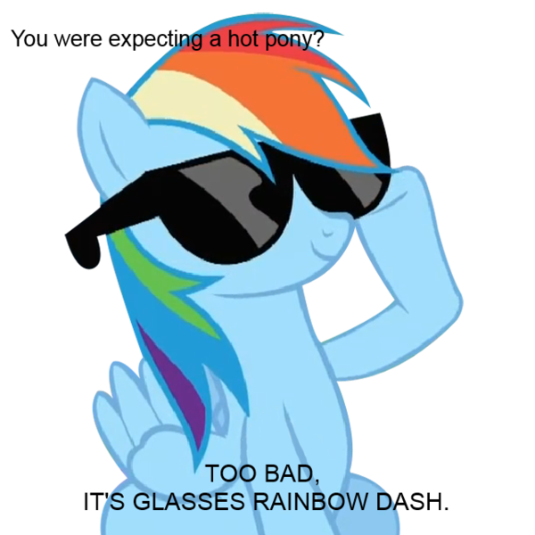 Size: 645x645 | Tagged: bad joke, derpibooru import, glasses, meme, rainbow dash, safe, solo, troll