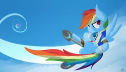 Size: 2000x1150 | Tagged: artist:futaku, derpibooru import, flying, rainbow dash, safe, solo, sonic rainboom