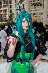 Size: 3684x5520 | Tagged: safe, artist:flying-fox, artist:frauleinninja, derpibooru import, queen chrysalis, human, clothes, convention, cosplay, dress, irl, irl human, katsucon, photo, solo