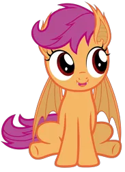 Size: 4384x6000 | Tagged: safe, artist:magister39, derpibooru import, scootaloo, bat pony, pony, vampony, absurd resolution, bat ponified, cute, cutealoo, race swap, scootabat, simple background, solo, transparent background, vector