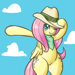 Size: 1280x1280 | Tagged: safe, artist:vulapa, derpibooru import, fluttershy, pony, bipedal, clothes, explorer outfit, solo, wide hips