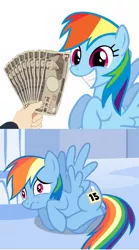 Size: 498x898 | Tagged: anime, exploitable meme, fistful of yen, k-on, meme, rainbow dash, safe