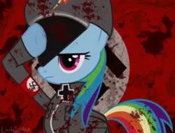 Size: 265x200 | Tagged: artist:luckygirl88, blood, derpibooru import, nazi, rainbow dash, semi-grimdark, solo