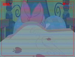 Size: 512x384 | Tagged: animated, applejack, bed, blanket, bow, camera, camera shot, caught, derpibooru import, edit, edited screencap, implied foalcon, implied sex, meme, out of context, recording, scene parody, screencap, somepony to watch over me, suggestive, sweetie belle