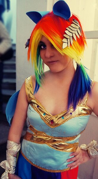 Size: 459x834 | Tagged: safe, artist:saizardrancher, derpibooru import, rainbow dash, human, cosplay, irl, irl human, photo, solo