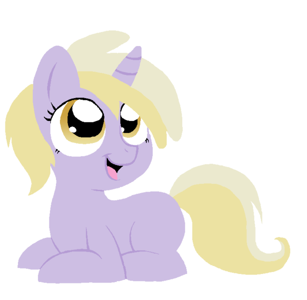 Size: 768x749 | Tagged: safe, artist:imp-da-cat, derpibooru import, dinky hooves, unicorn, blank flank, dinkabetes, female, open mouth, prone, simple background, solo, transparent background