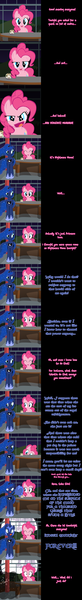 Size: 1000x7298 | Tagged: artist:undead-niklos, blue text, comic, comic:pinkie pie says goodnight, dark side, derpibooru import, nightmare moon, pinkie pie, pink text, princess luna, safe, star wars, teleportation