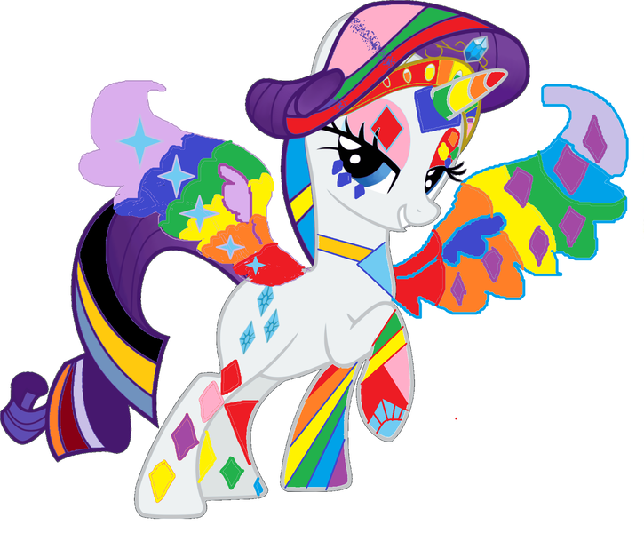 Size: 1944x1608 | Tagged: safe, artist:the-singing-duckie, derpibooru import, rarity, alicorn, pony, 1000 hours in ms paint, colored wings, exploitable meme, meme, ms paint, multicolored wings, race swap, rainbow power, rainbow wings, raricorn, simple background, solo, white background