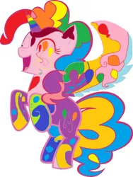 Size: 3500x4645 | Tagged: safe, artist:the-singing-duckie, derpibooru import, pinkie pie, alicorn, pony, 1000 hours in ms paint, ms paint, pinkiecorn, race swap, rainbow power, solo, xk-class end-of-the-world scenario