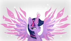 Size: 2000x1167 | Tagged: safe, artist:ostichristian, derpibooru import, twilight sparkle, twilight sparkle (alicorn), alicorn, pony, artificial wings, augmented, female, magic, magic wings, mare, solo, the twilight zone, wings