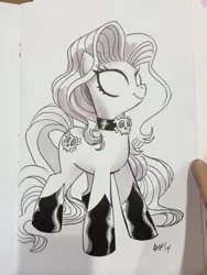 Size: 600x800 | Tagged: safe, artist:tonyfleecs, derpibooru import, ponified, collar, female, image, jpeg, lady death, solo, solo female, traditional art, white hair