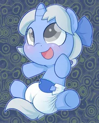 Size: 1035x1280 | Tagged: safe, artist:cuddlehooves, derpibooru import, oc, oc:filly moonshine, unofficial characters only, pony, unicorn, baby, baby pony, cuddlehooves is trying to murder us, cute, diaper, foal, poofy diaper, solo