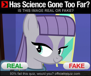 Size: 300x250 | Tagged: derpibooru import, edit, edited screencap, has science gone too far?, image macro, maud pie, maud pie (episode), meme, real or fake, safe, screencap, smiling, solo, when she smiles