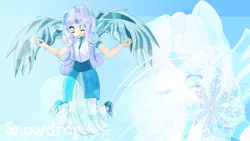 Size: 3840x2160 | Tagged: artist:an-m, crystallized, derpibooru import, eared humanization, human, humanized, oc, oc:snowdrop, safe, solo, unofficial characters only, winged humanization