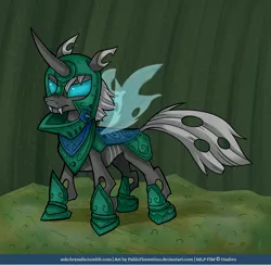 Size: 900x880 | Tagged: armor, artist:php13, askchrysalis, changeling, changelingified, changeling officer, derpibooru import, knight, safe, shining armor, solo, warrior