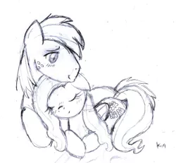 Size: 1653x1530 | Tagged: safe, artist:kero-paw, derpibooru import, edit, big macintosh, fluttershy, earth pony, pony, fluttermac, male, monochrome, shipping, sketch, stallion, straight