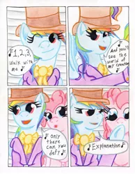 Size: 788x1013 | Tagged: artist:the1king, comic, comic:fluttershy and the rainbow factory, derpibooru import, fanfic:rainbow factory, pinkie pie, rainbow dash, semi-grimdark, singing, song, traditional art