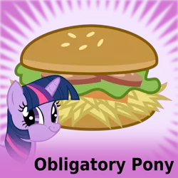 Size: 1024x1024 | Tagged: artist:euphoriapony, artist:jeatz-axl, derpibooru import, faic, hay burger, meta, obligatory pony, official spoiler image, safe, smirk, solo, spoilered image joke, that pony sure does love burgers, twiface, twilight burgkle, twilight sparkle, wrong neighborhood