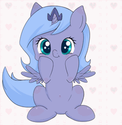 Size: 671x684 | Tagged: dead source, safe, artist:zokkili, derpibooru import, princess luna, alicorn, pony, animated, belly button, cute, diabetes, female, filly, hnnng, looking at you, lunabetes, solo, weapons-grade cute, woona, younger