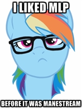 Size: 160x213 | Tagged: safe, derpibooru import, rainbow dash, before it was cool, exploitable meme, hipster, image macro, meme, solo