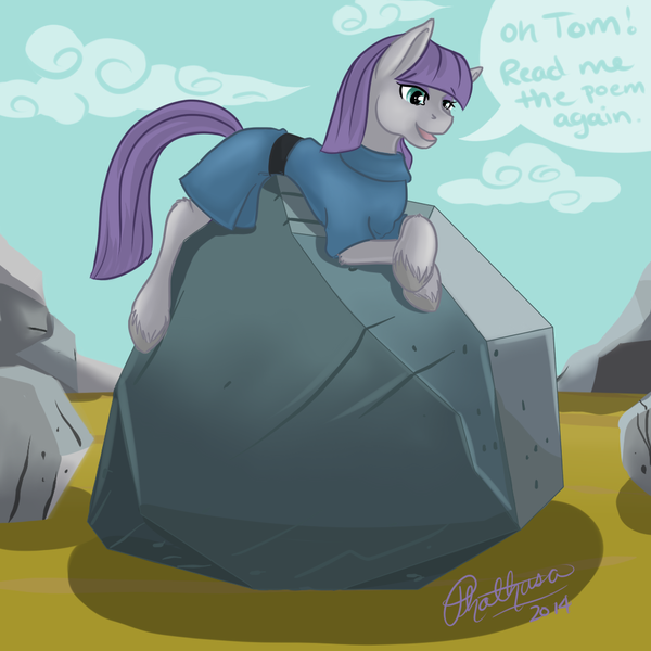 Size: 1000x1000 | Tagged: safe, artist:phathusa, derpibooru import, maud pie, tom, earth pony, pony, cargo ship, clothes, eyeshadow, female, makeup, mare, rockcon, shipping, tomaud, unshorn fetlocks