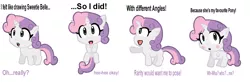 Size: 1480x500 | Tagged: artist:cutemax, blushing, cute, derpibooru import, diasweetes, looking at you, :o, on back, open mouth, pointing, pose, raised hoof, safe, smiling, solo, sweetie belle