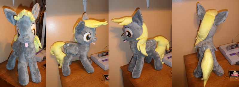 Size: 2000x733 | Tagged: safe, artist:judhudson, derpibooru import, derpy hooves, pegasus, pony, female, irl, mare, photo, plushie