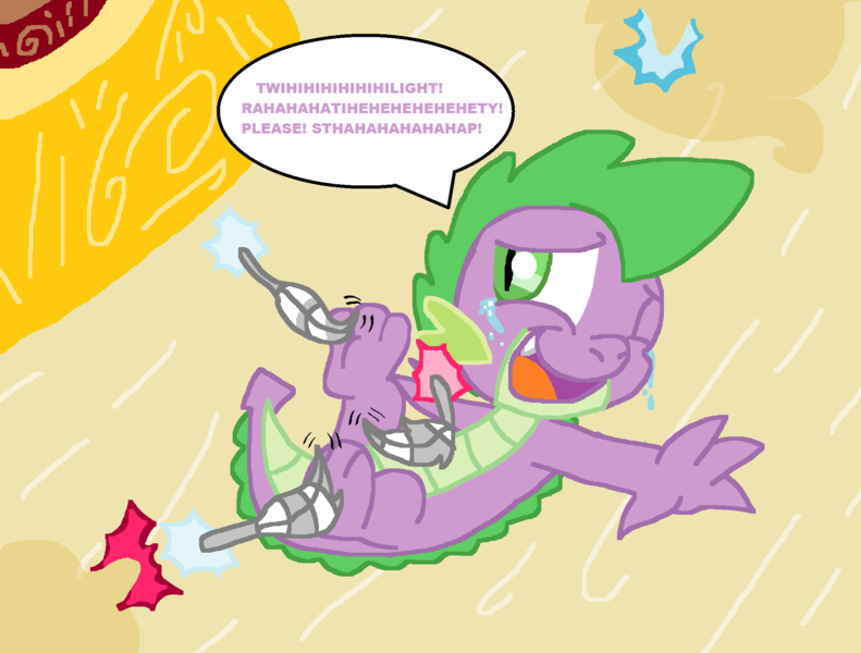 Size: 2136x1620 | Tagged: artist:tagman007, derpibooru import, golden oaks library, laughing, questionable, rarity, shadows, spike, stress relief, tickle torture, tickling, twilight sparkle