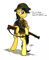 Size: 1280x1566 | Tagged: safe, artist:buckweiser, derpibooru import, a.k. yearling, daring do, ponified, pony, bipedal, british, british army, gun, lee enfield, military, rifle, solo, world war ii