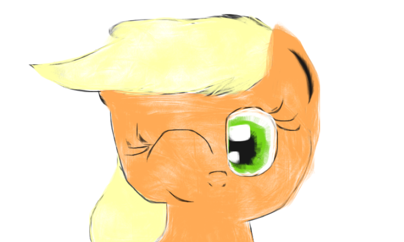 Size: 801x481 | Tagged: applejack, artist:appuljack, safe, sketch, solo, wink