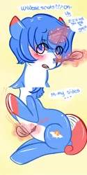 Size: 500x1000 | Tagged: safe, artist:ladilol, derpibooru import, oc, oc:peachy prose, unofficial characters only, pony, ask, flank, male, questions-for-peachy, stallion, tickling, tumblr