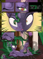 Size: 1700x2338 | Tagged: artist:artknorke, comic, derpibooru import, mane-iac, origin story, semi-grimdark