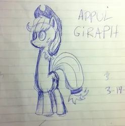 Size: 604x609 | Tagged: safe, artist:pyrodianbrony, artist:pyrux, derpibooru import, applejack, pony, doodle, drawing, funny, lined paper, random, silly, silly pony, solo, traditional art