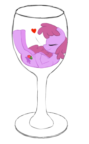 Size: 400x650 | Tagged: safe, artist:drakmire, derpibooru import, berry punch, berryshine, pony, cup, cup of pony, drink, micro, solo, wine glass