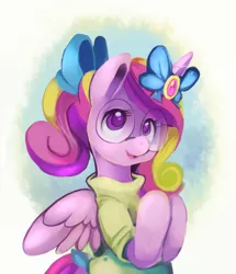 Size: 687x798 | Tagged: safe, artist:ende26, derpibooru import, princess cadance, alicorn, pony, bow, clothes, cute, cutedance, female, filly, glasses, hair bow, horn bow, schoolgirl, solo, sweater, teen princess cadance