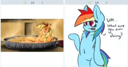 Size: 510x270 | Tagged: applejack, derpibooru, derpibooru import, exploitable meme, fake juxtaposition win, meme, meta, rainbow dash, safe