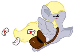 Size: 500x354 | Tagged: safe, artist:codtier, derpibooru import, derpy hooves, pegasus, pony, chibi, female, flying, mail, mailbag, mare, solo