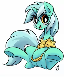 Size: 1500x1800 | Tagged: artist:kinkypinkie, censorship, clothes, derpibooru import, edit, long neck, lyra heartstrings, safe, solo, sweater, underhoof