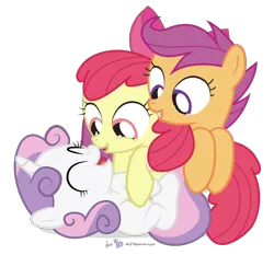 Size: 860x800 | Tagged: adorabloom, apple bloom, artist:dm29, cute, cutealoo, cutie mark crusaders, diasweetes, eyes closed, grin, hnnng, julian yeo is trying to murder us, on back, open mouth, pony pile, safe, scootaloo, simple background, smiling, sweetie belle, tickling, transparent background, trio, vector