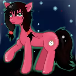 Size: 1024x1024 | Tagged: safe, artist:moekonya, derpibooru import, oc, oc:macdolia, unofficial characters only, earth pony, pegasus, pony, clipped wings, digital art, pigtails, solo