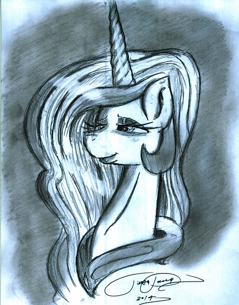 Size: 1557x1983 | Tagged: safe, artist:digitaldomain123, derpibooru import, princess celestia, alicorn, pony, blushing, doodle, fanart, monochrome, sketch, solo, traditional art