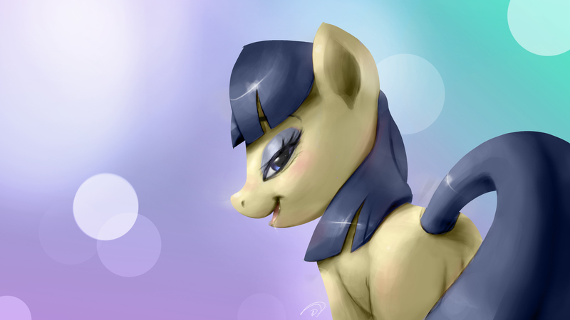 Size: 3500x1969 | Tagged: abstract background, artist:deerhooves, bedroom eyes, blue eyes, blushing, covering, derpibooru import, drool, eyelashes, eyeshadow, featureless crotch, makeup, open mouth, plot, powder rouge, smiling, solo, straight mane, suggestive, tail covering