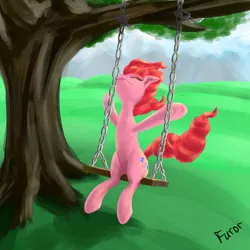 Size: 1200x1200 | Tagged: artist:furor1, derpibooru import, pinkie pie, safe, solo, swing