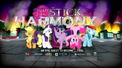 Size: 1280x720 | Tagged: applejack, derpibooru import, edit, pinkie pie, playstation 3, ponyville and the stick of harmony, rainbow dash, rarity, safe, south park, south park: the stick of truth, thq, twilight sparkle, xbox 360