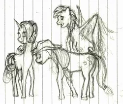 Size: 1240x1045 | Tagged: applejack, artist:ponescribbles, derpibooru import, lined paper, rainbow dash, rarity, safe, sketch, traditional art