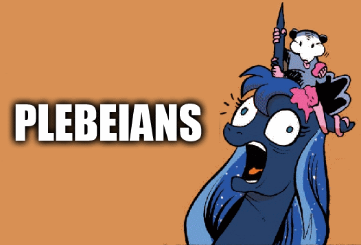 Size: 526x357 | Tagged: caption, cotton candy, derpibooru import, edit, food, idw, image macro, meme, plebeian, princess luna, safe, tiberius