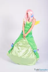 Size: 1275x1920 | Tagged: 2012, artist:kibou-eli, artist:toshiyamioka, clothes, convention, cosplay, derpibooru import, dress, fluttershy, gala dress, human, irl, irl human, photo, safe, san japan, solo